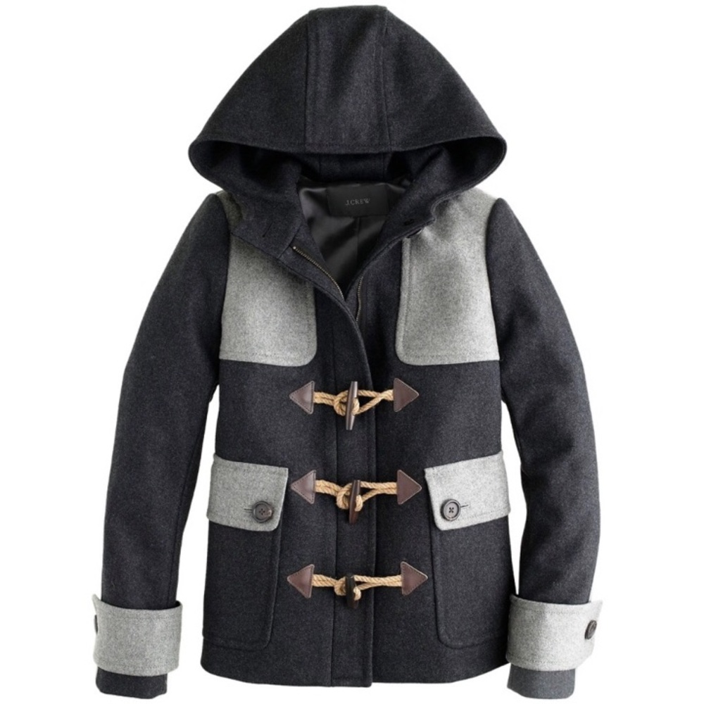 J. Crew Colorblock Duffle Toggle Front Grey Coat 4